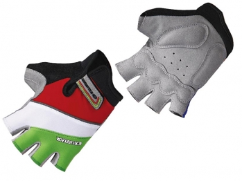 Велосипедные перчатки TBS детские, материал: вентилируемая искусственная кожа с амортизирующими вставками/спандекс, теплопроводящие и отражающие элементы. размер: м (7х10,7см). цвет: красный/белый/зелёный