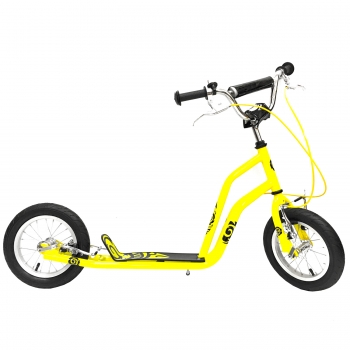 Детский самокат на надувных колесах OLIMP 12" желтый