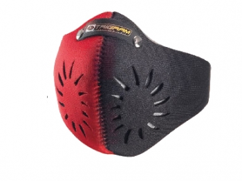 Открытая маска для велоспорта trigram m-x1. размер: 605x155мм. материал: лайкра/неопрен/кожа. цвет: красный/чёрный