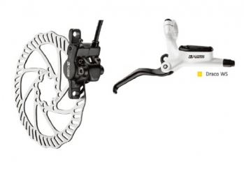 Tektro тормоз дисковый гидравлический задний, draco ws, под женскую руку, ротор 160мм, белый калипер и брекет, чёрная ручка, гидролиния 2000мм