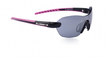 Очки спортивные SWISSEYE Horizon с регулируемыми дужками. Оправа: ""чёрная матовая/розовая. Линзы: дымчатые FM + оранжевые + бесцветные