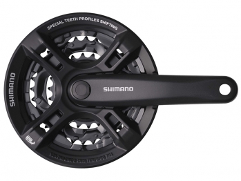 SHIMANO Шатуны FC-M171-A TOURNEY, 175мм, 48X38X28T, под квадрат, с защитой, без болтов, чёрные, без уп.