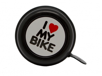 Звонок FY-04S-1-BK D:57мм, сталь, черный "I love my bike"