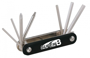 Super b tb-9600 набор инструментов складной 7 в 1: шестигранники 2,5/3/4/5/6мм, отвертки +/-, торг. уп.