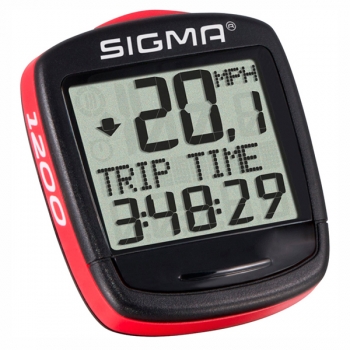 Велокомпьютер Sigma baseline 1200 беспроводной. функции: скорость текущая/ макс./ ""средняя, сравнение макс.и средней; километраж общий/за день; время в поездке, общее ""время катания, часы, термометр, секундомер