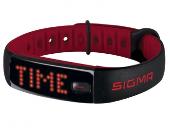 SIGMA Шагомер ACTIVO чёрный/красный: количество шагов, расстояние, калории, ""индикация трёх зон активности, часы, продолжительность и качество сна (с приложением ""SIGMA ACTIV), на правую/левую руку, влагостойкость IPX7