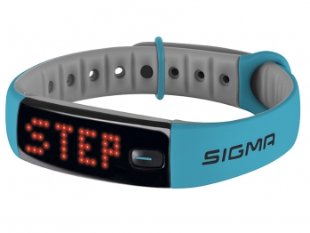 SIGMA Шагомер ACTIVO голубой: количество шагов, расстояние, калории, индикация трёх ""зон активности, часы, продолжительность и качество сна (с приложением SIGMA ACTIV), ""на правую/левую руку, влагостойкость IPX7
