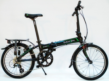 Складной велосипед Dahon Vitesse D8 Obsidian черно-зеленый 8 скоростей, колеса 20