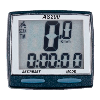 Велокомпьютер as-200 проводной. 8 функций: скорость /режим сканирования /время /""пройденное расстояние/одометр /максимальная скорость /средняя скорость /часы. цвет: ""чёрный