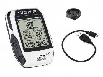 Велокомпьютер SIGMA ROX GPS 7.0 белый, навигация по треку, сравнение скоростей, расстояние, температура, высота, дисп...