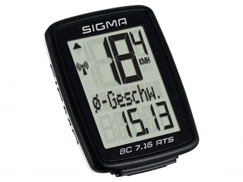 Велокомпьютер SIGMA BC 7.16 ATS беспроводной, 7 функций: скорость текущая/ средняя; расстояние за день/ общее; время ...