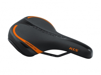 Велосипедное седло Kellys COMFORTLINE, 262х191мм, цвет: чёрное с оранжевой полоской