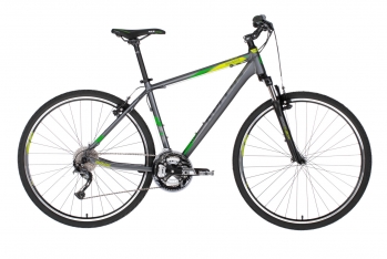 Гибридный велосипед Kellys Phanatic 10 серо-зеленый, размер рамы: 21
