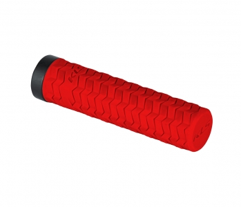 Грипсы KLS POISON SINGLE LockON красные 135мм, 1 грипстоп, Kraton, пластиковые заглушки. Для агрессивного катания