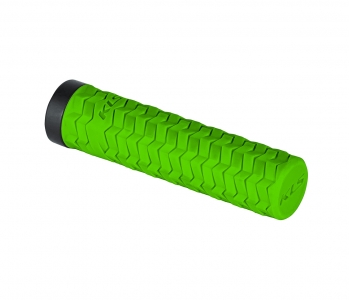 Грипсы KLS POISON SINGLE LockON зелёные 135мм, 1 грипстоп, Kraton, пластиковые заглушки. Для агрессивного катания