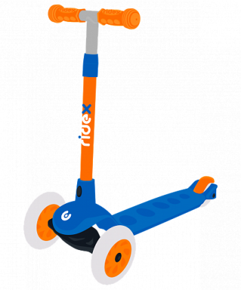 Самокат 3-х колесный RIDEX Hero, 120/80 мм, синий/оранжевый