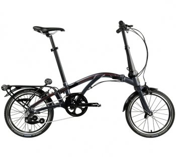Складной велосипед Dahon Curl I4, рама алюминиевая, колёса 16", крылья, багажник, 4 скорости. Цвет: чёрный