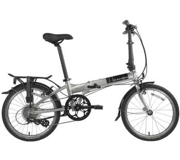 Складной велосипед Dahon Mariner D8, рама алюминиевая, колёса 20", крылья, багажник, 8 скоростей. Цвет серый
