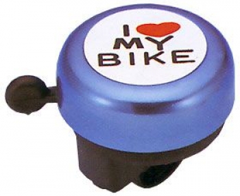 Звонок JH-800AL-B D:55мм, алюминиевый купол и пластиковая база, "I love ""my bike", голубой