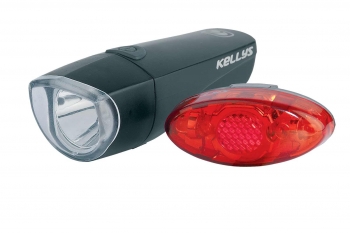 Kellys комплект освещения kls strike: передняя фара: диод 1вт, 2 режима;задний фонарь: 4 супер-ярких диода, 2 режима, чёрный