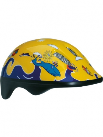 Шлем детский BELLELLI. Цвет: желтый/синий. Рисунок: дельфины. Размер: ""М (52-57cm)