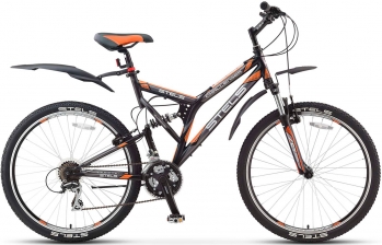 Велосипед двухподвес Stels Challenger черно-оранжевый