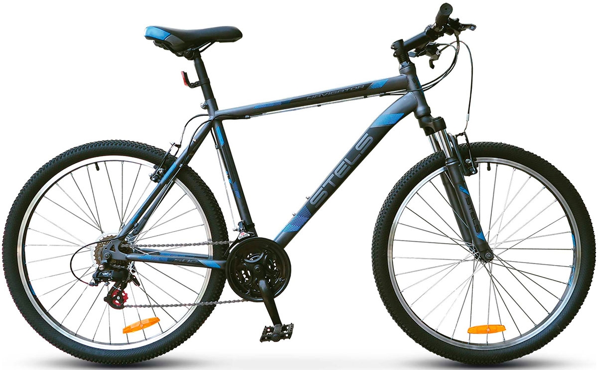 Велосипед 26 горный STELS Navigator 500 V (2018) количество скоростей 21 рама сталь 16 антрацитовый/синий