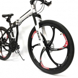 Горный велосипед Frike X6 26 двухподвес черно-белый, вилка: бело-серебристая